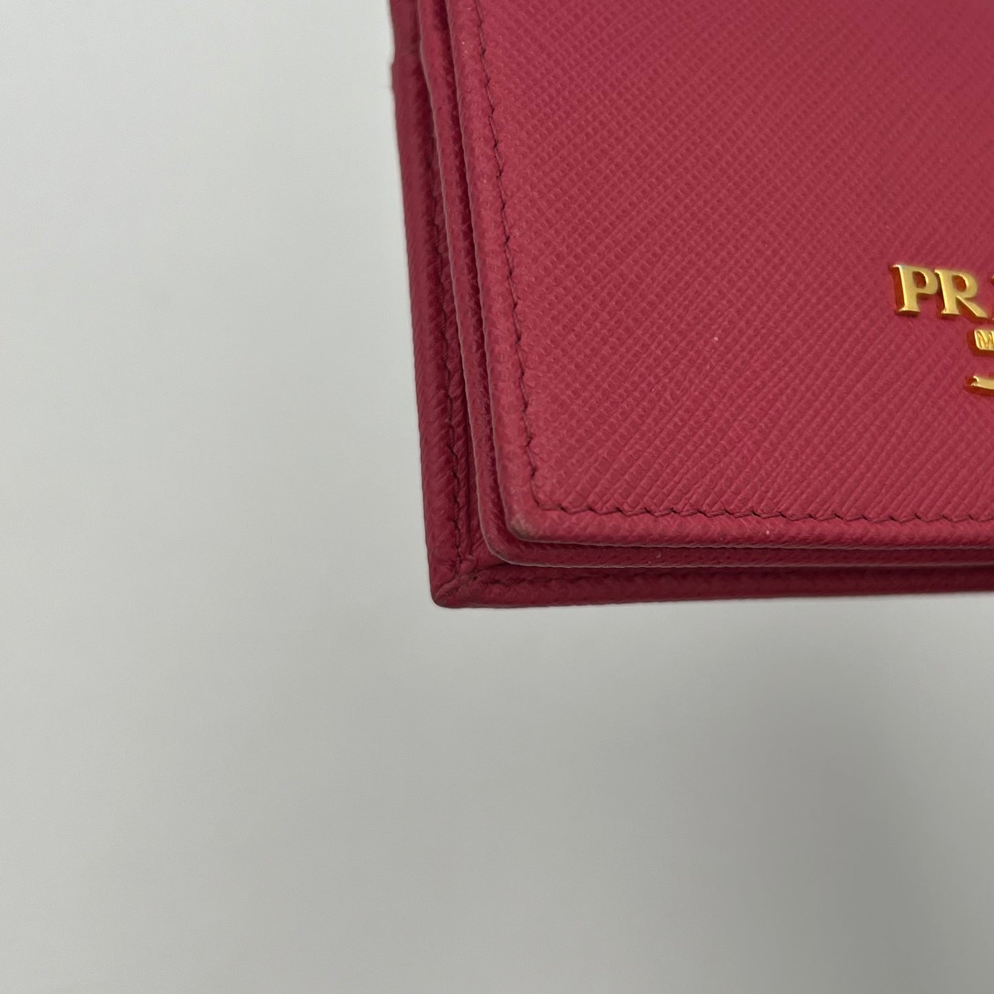 Prada Pink Saffiano Bifold Card Holder GHW
