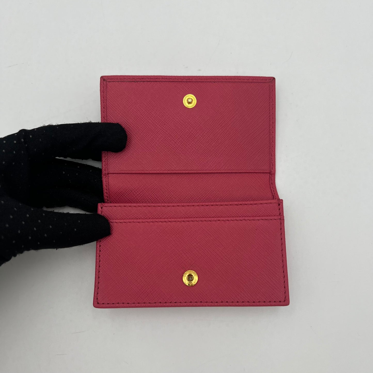 Prada Pink Saffiano Bifold Card Holder GHW