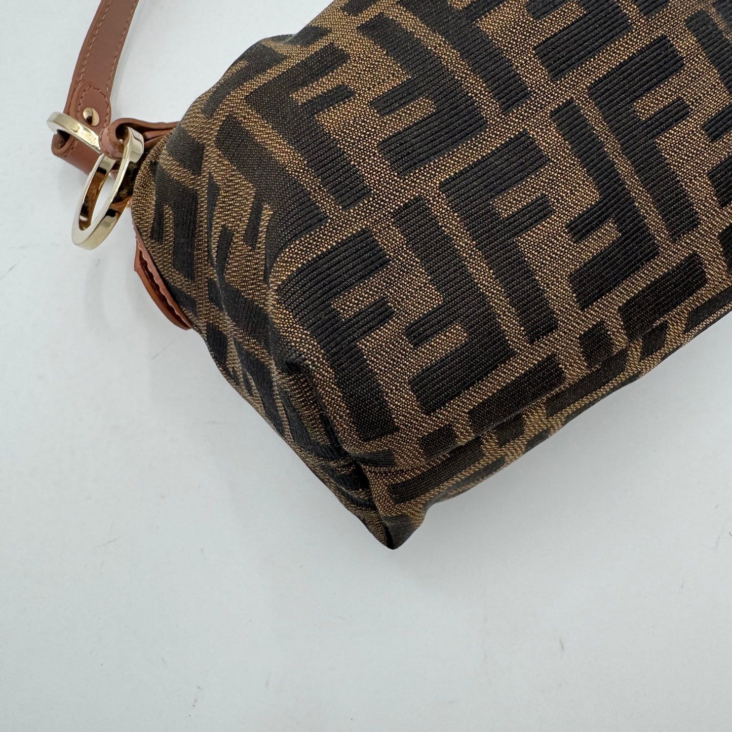 Fendi Tobacco Zucca Dusty Rose Pink Leather Pochette
