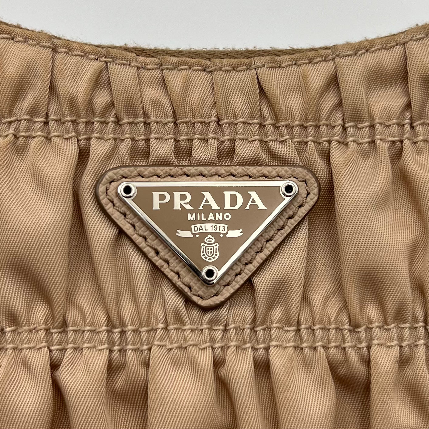 Prada Beige Gaufre Nylon Re-Edition Mini Hobo Bag
