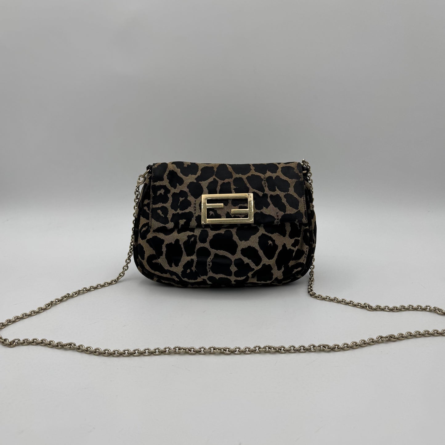 Fendi Leopard Flap Chain Crossbody GHW