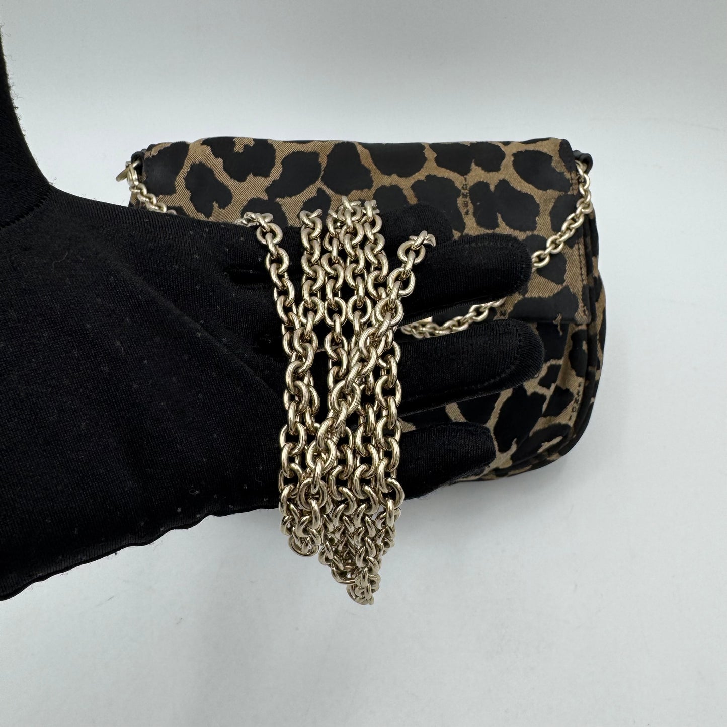 Fendi Leopard Flap Chain Crossbody GHW