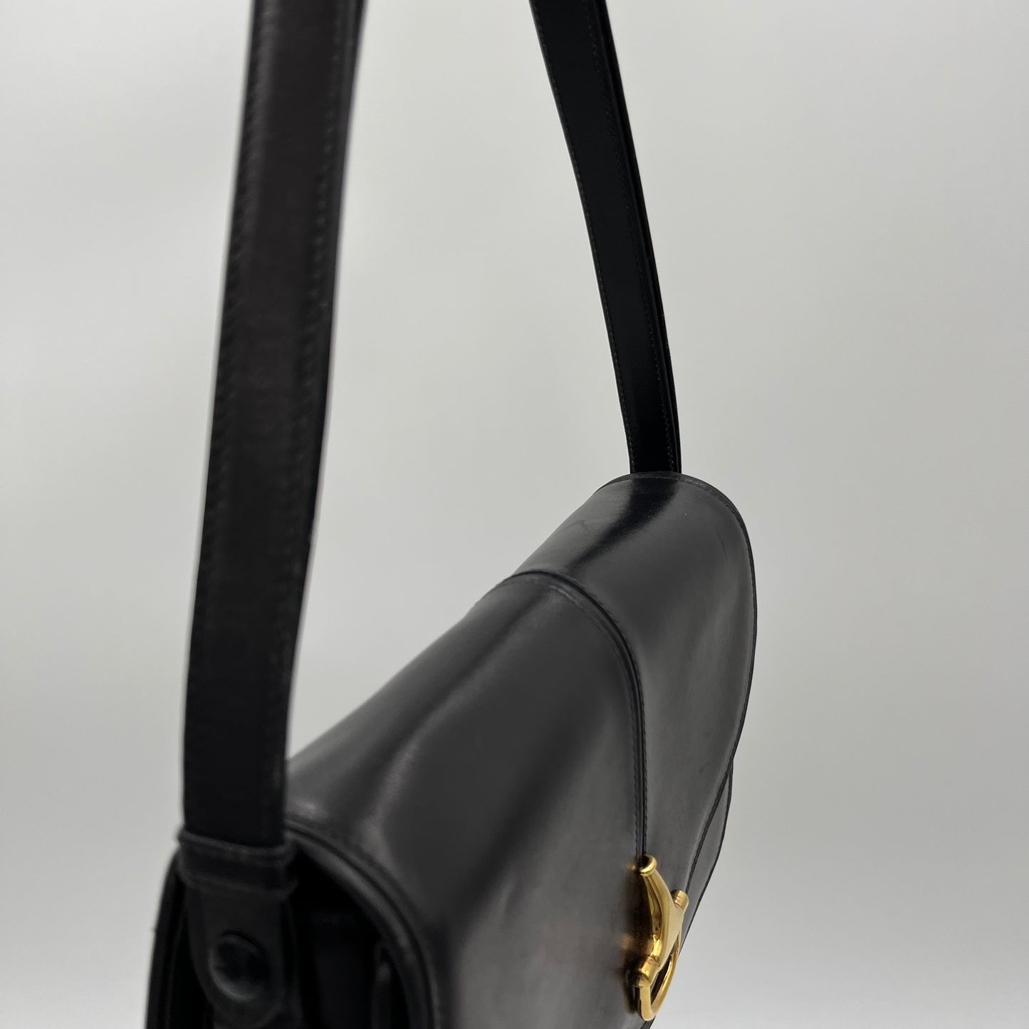 Gucci Black Leather Horsebit 1955 Box Shoulder Bag