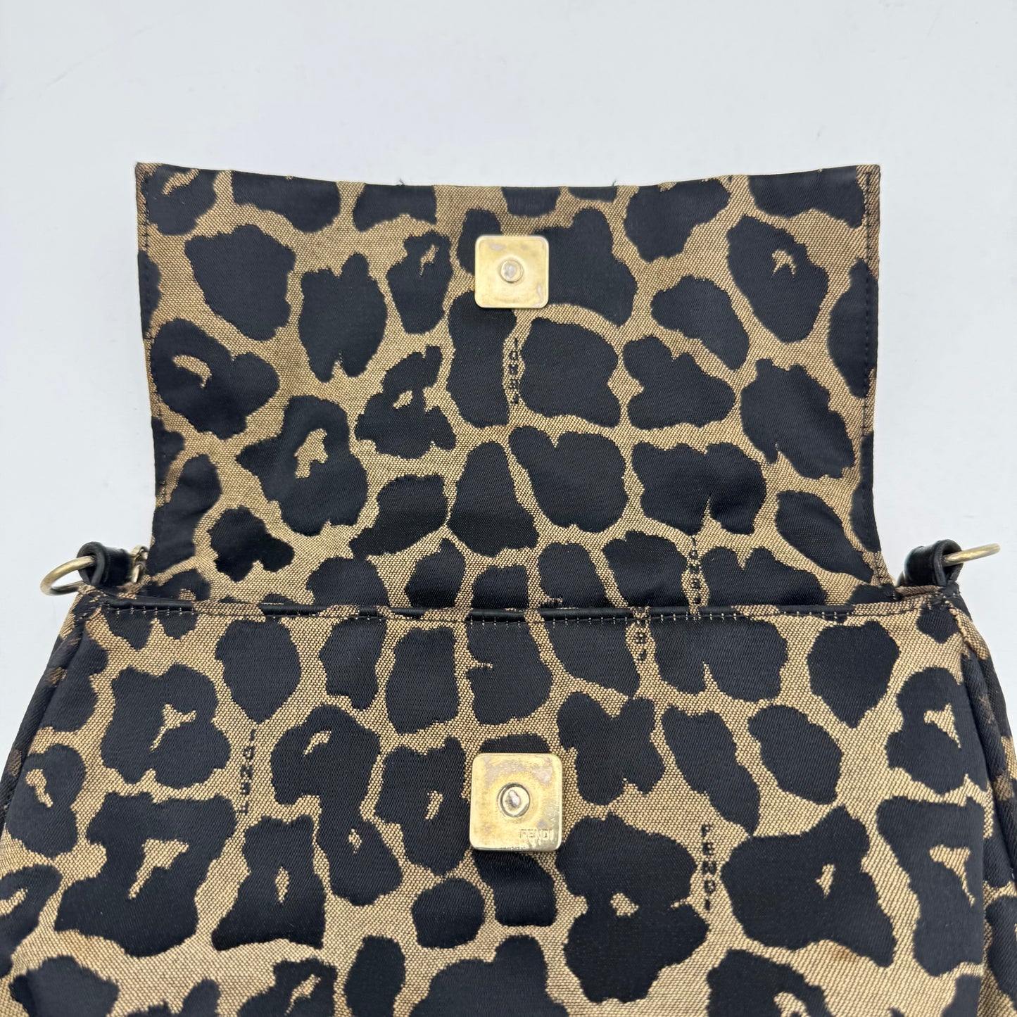 Fendi Leopard Flap Chain Crossbody GHW