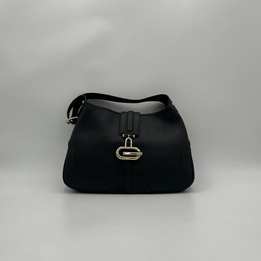 Gucci Black Grained Leather Junco Jackie Hobo Shoulder Bag