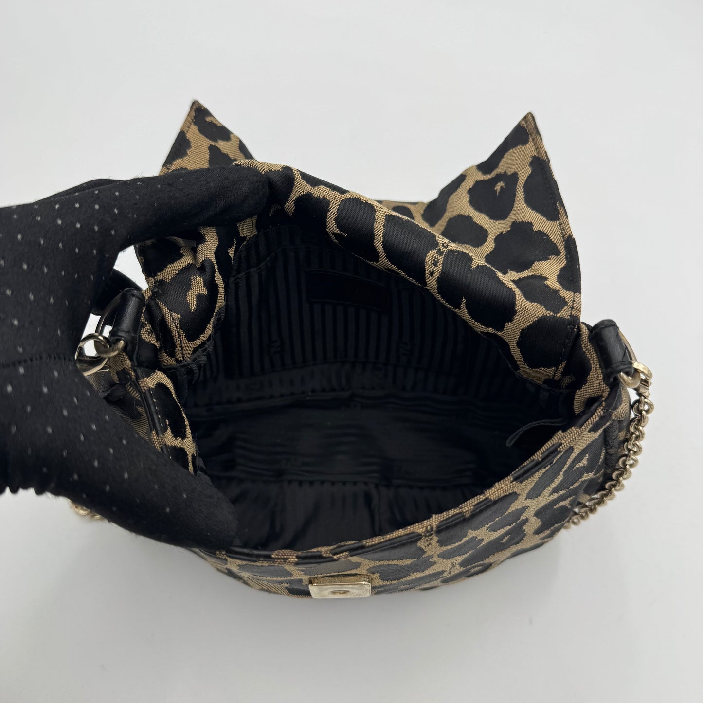 Fendi Leopard Flap Chain Crossbody GHW