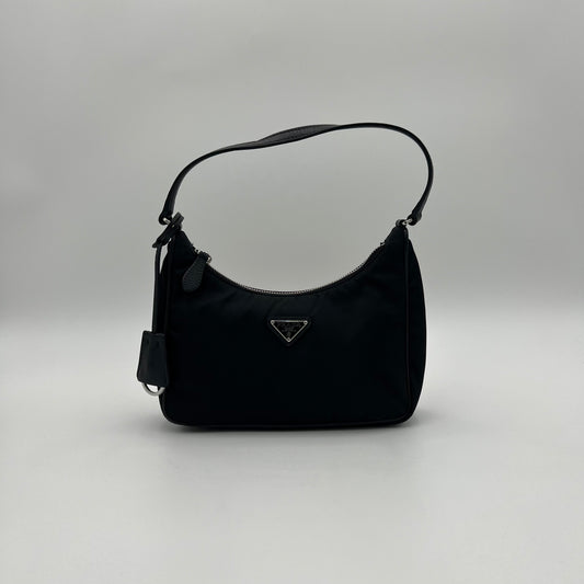 Prada Black Nylon Re-Edition 2005 Mini Hobo Bag