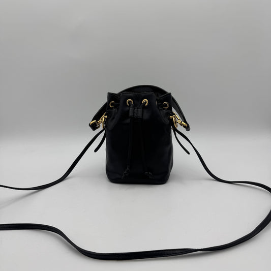 Fendi Black Leather Mon Tresor Mini Bucket Bag with Long Strap