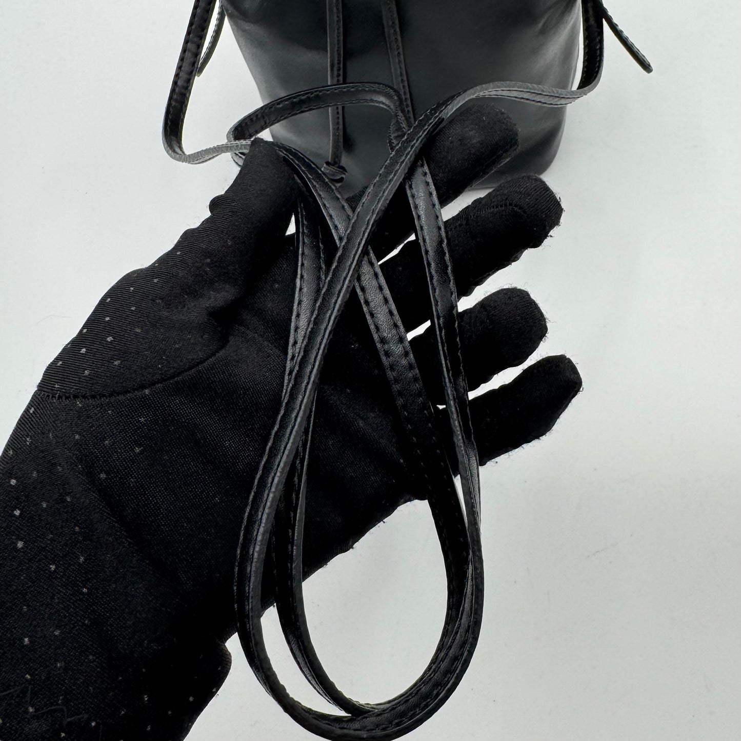 Fendi Black Leather Mon Tresor Mini Bucket Bag with Long Strap