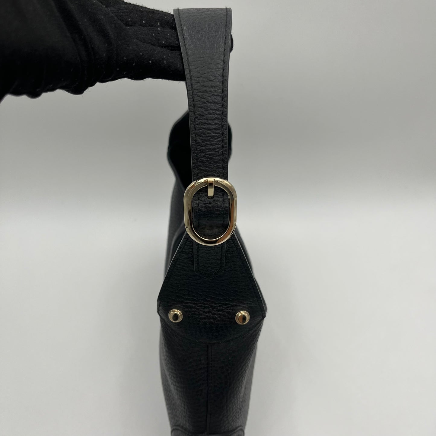 Gucci Black Grained Leather Junco Jackie Hobo Shoulder Bag