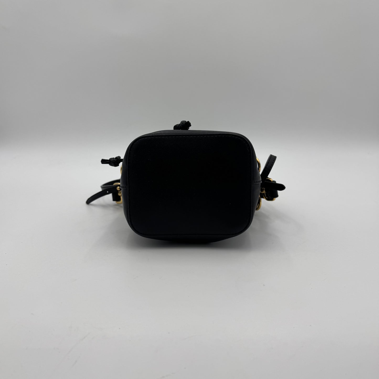 Fendi Black Leather Mon Tresor Mini Bucket Bag with Long Strap