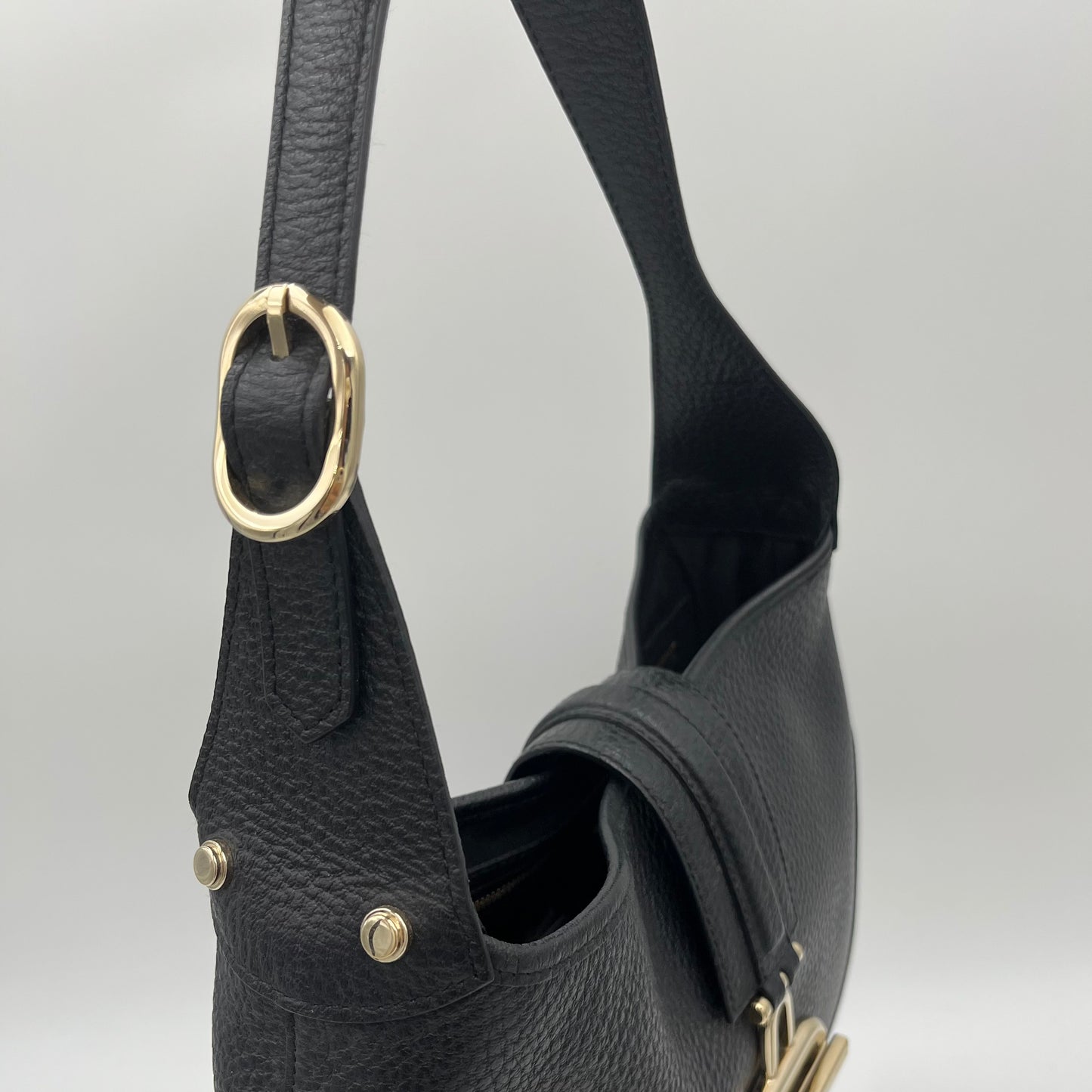 Gucci Black Grained Leather Junco Jackie Hobo Shoulder Bag