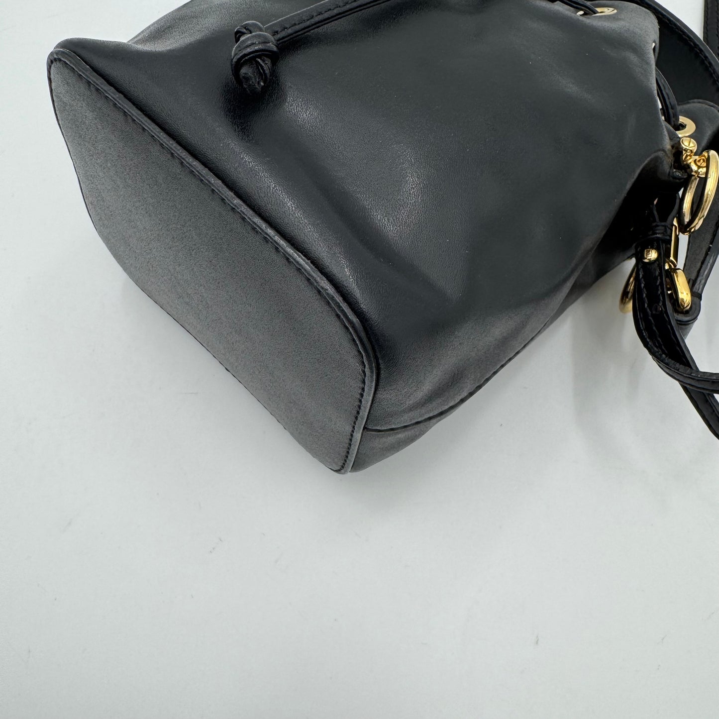 Fendi Black Leather Mon Tresor Mini Bucket Bag with Long Strap