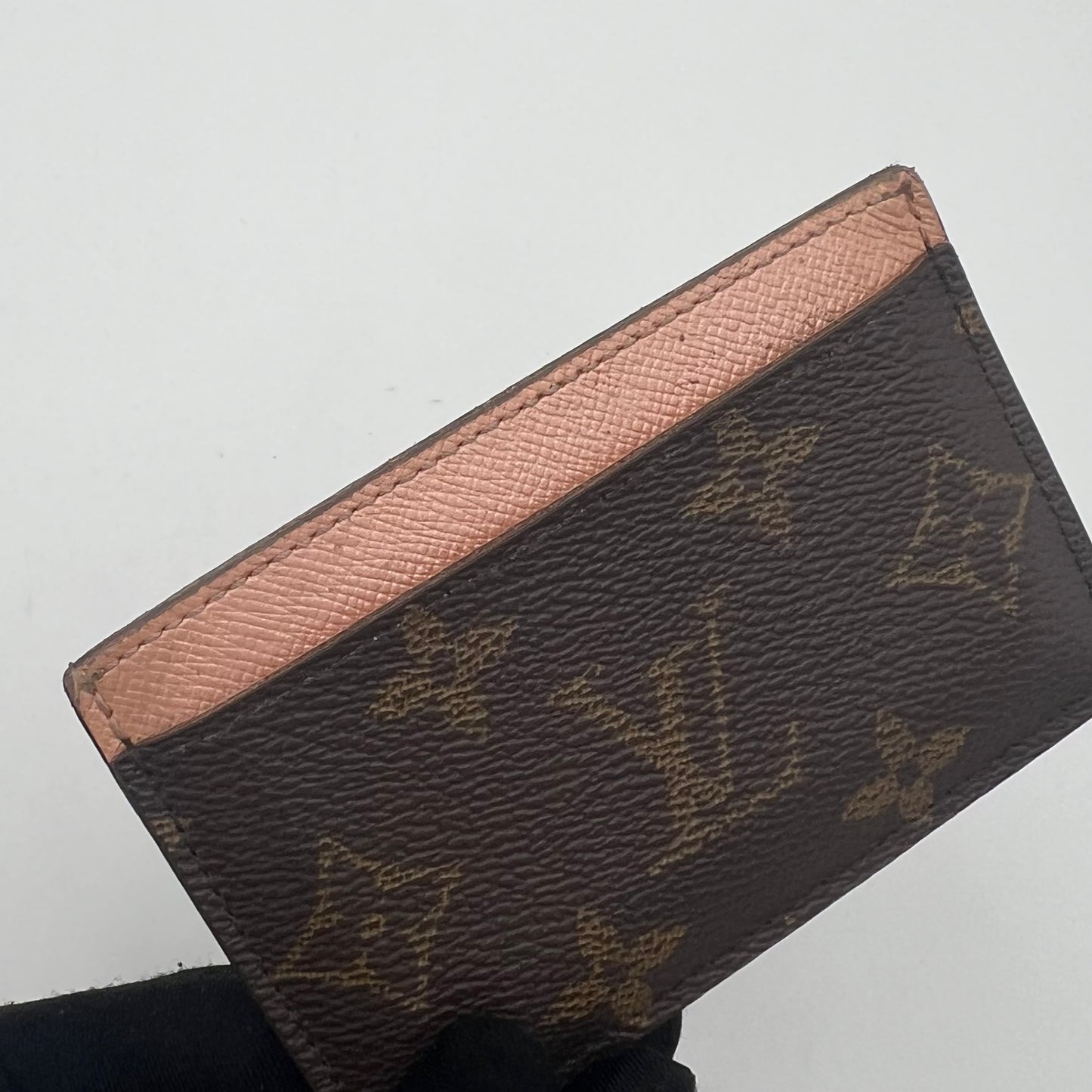 LV Monogram and Rose Pink Canvas Card Holder