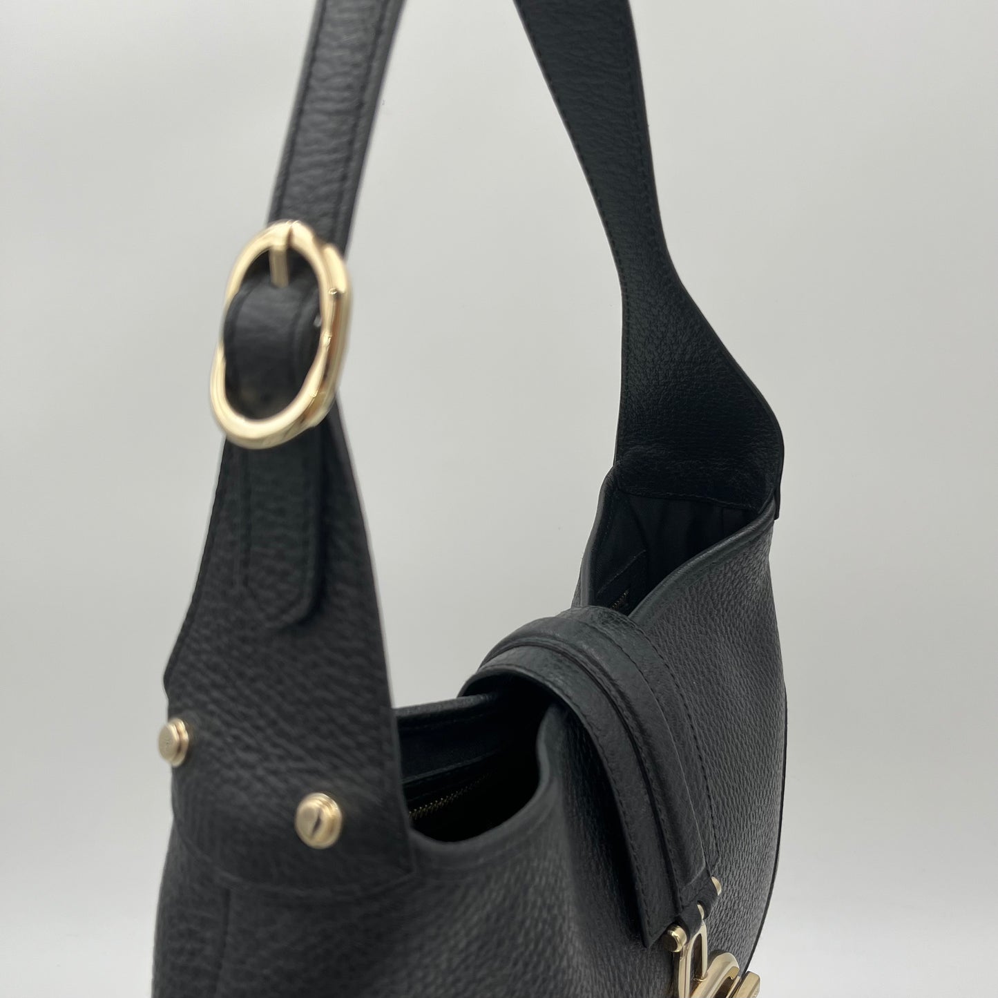 Gucci Black Grained Leather Junco Jackie Hobo Shoulder Bag