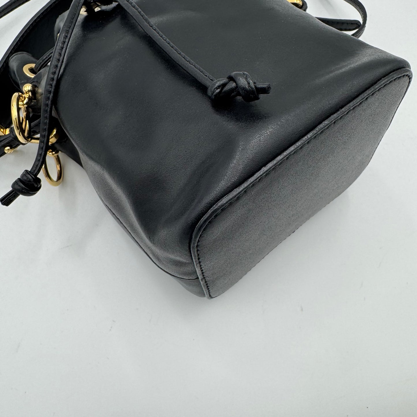 Fendi Black Leather Mon Tresor Mini Bucket Bag with Long Strap