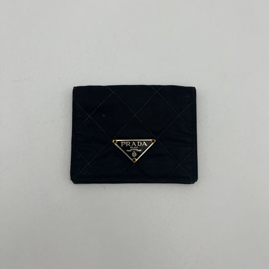 Prada Black Quilted Nylon Bifold Short Wallet GHW