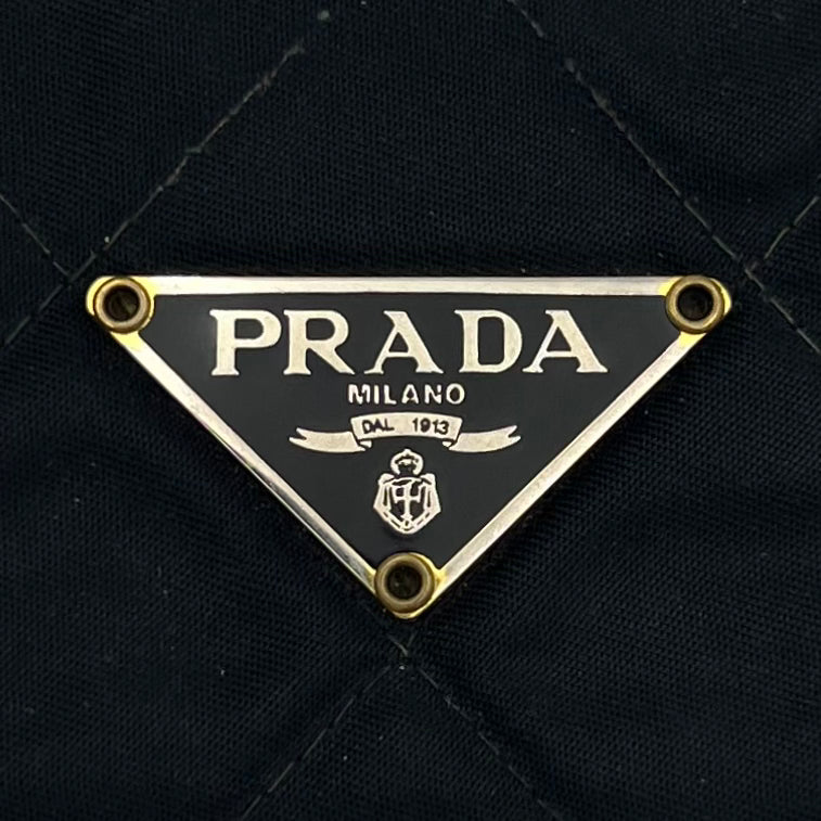 Prada Black Quilted Nylon Bifold Short Wallet GHW