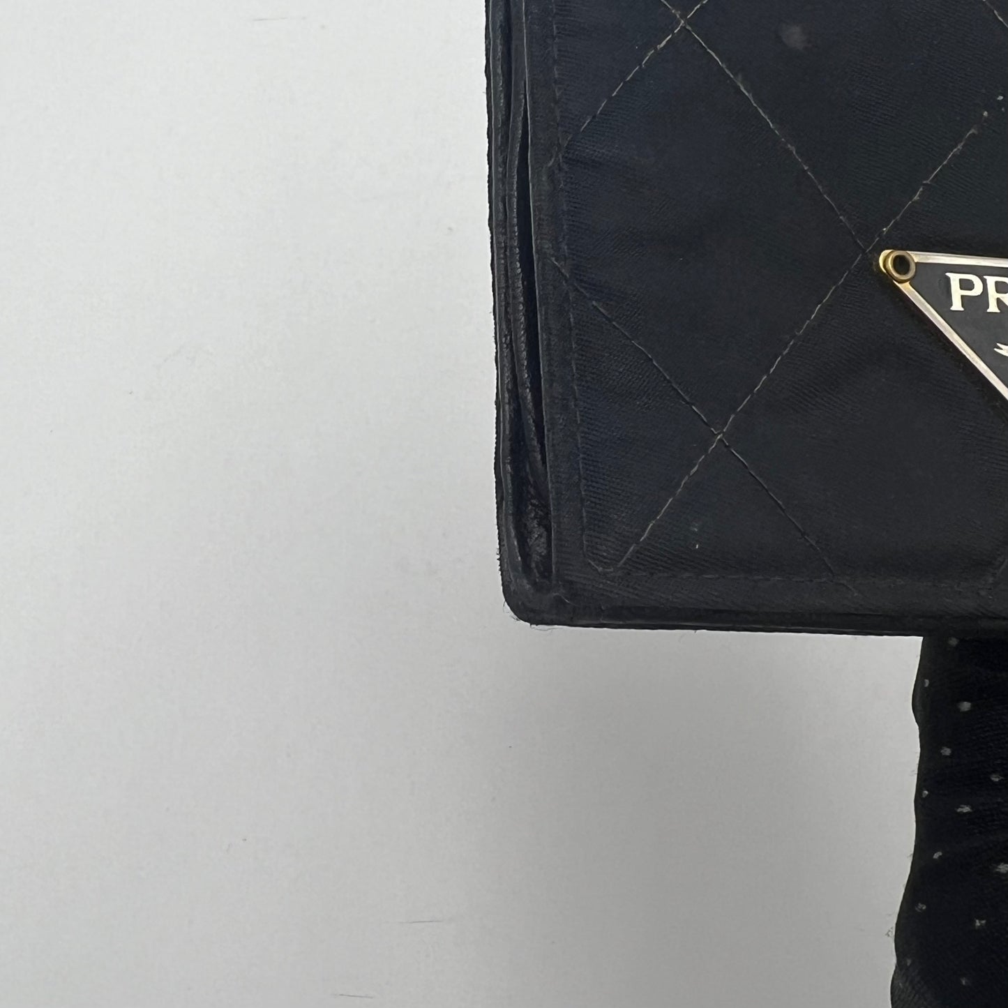 Prada Black Quilted Nylon Bifold Short Wallet GHW