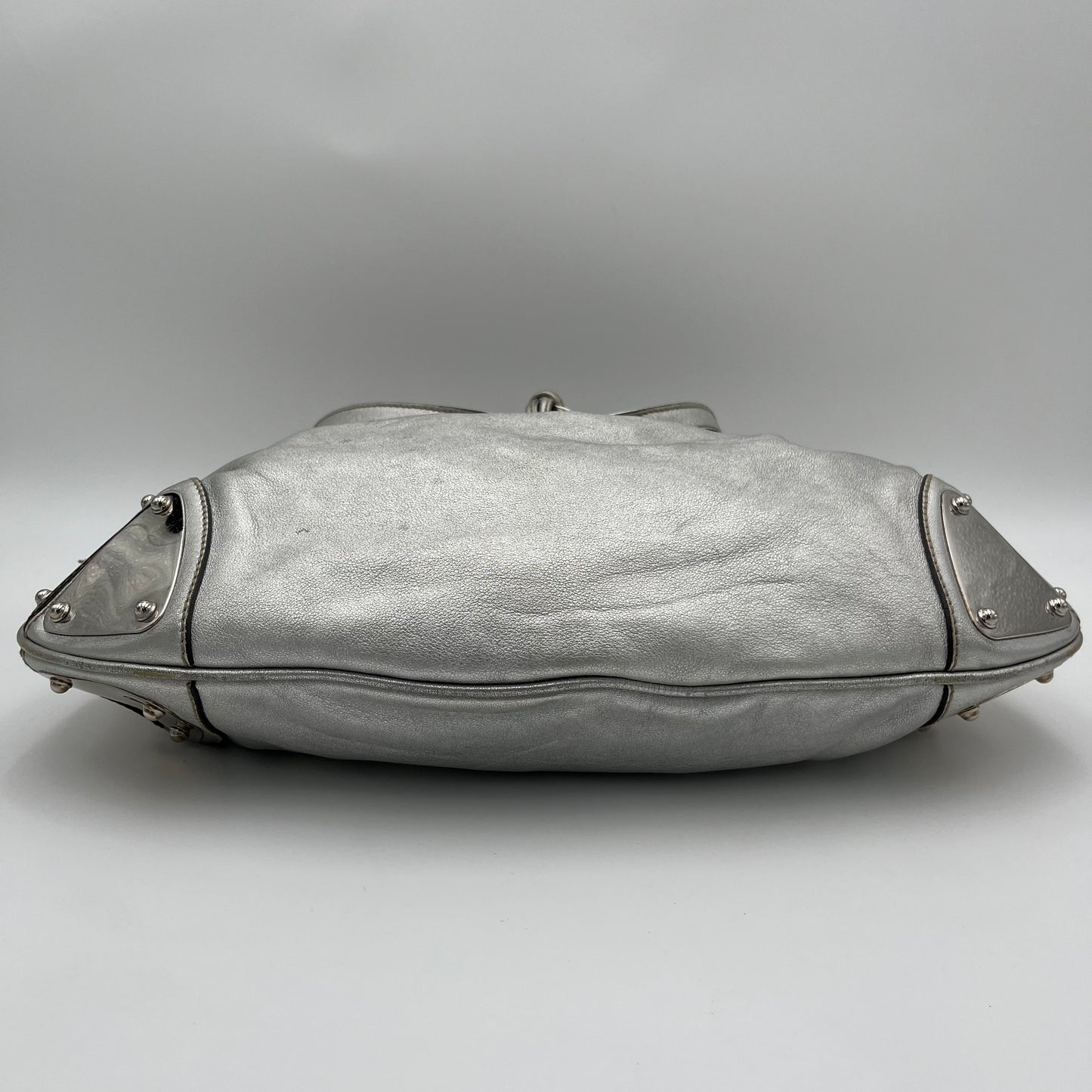 Gucci Silver Leather Babouska Indy Hobo Bag