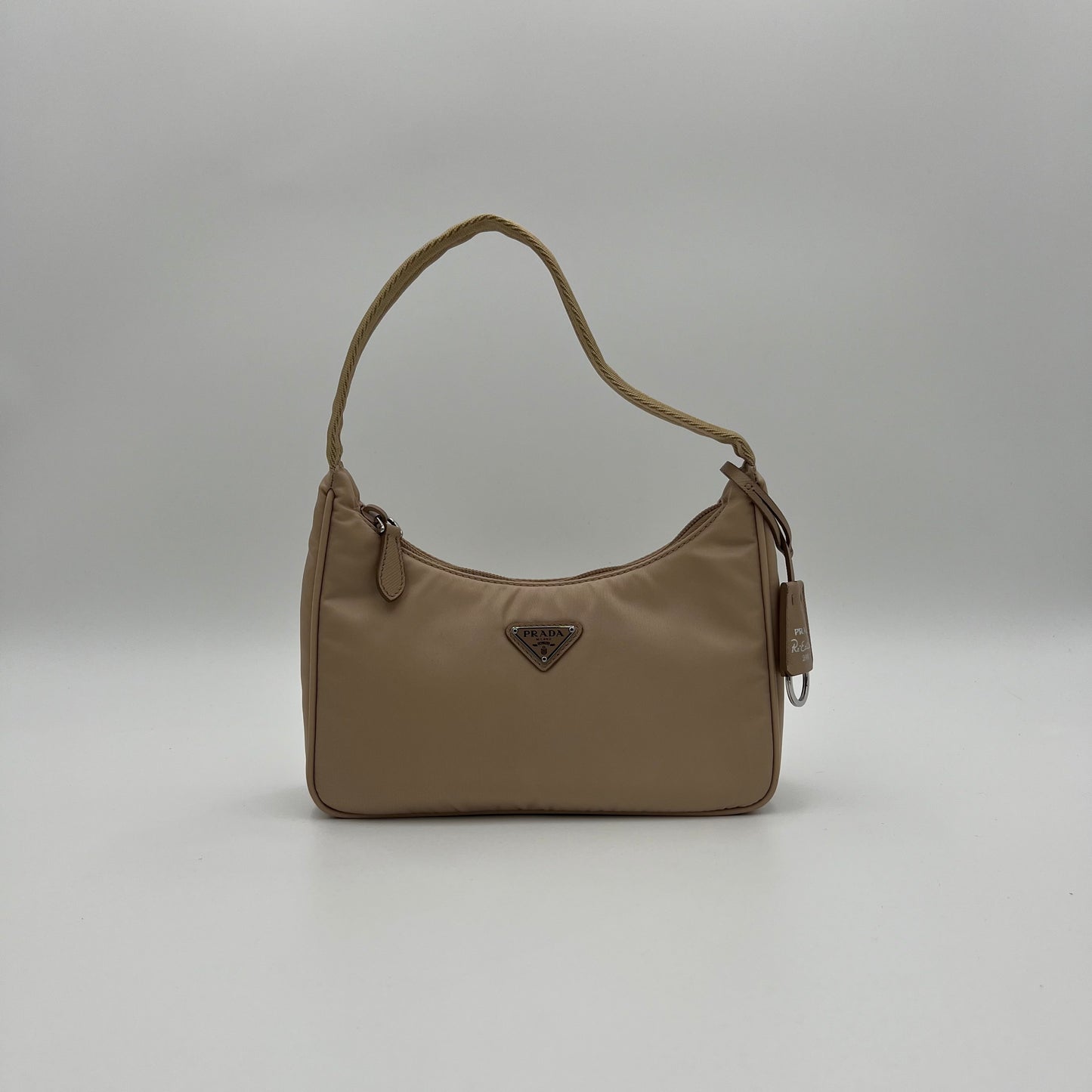 Prada Beige Nylon Re-Edition Mini Hobo Bag