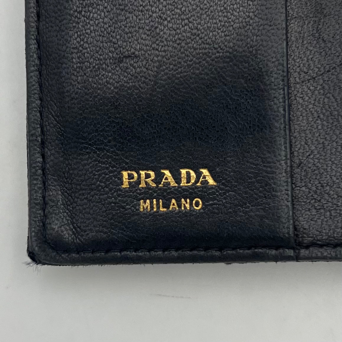 Prada Black Quilted Nylon Bifold Short Wallet GHW