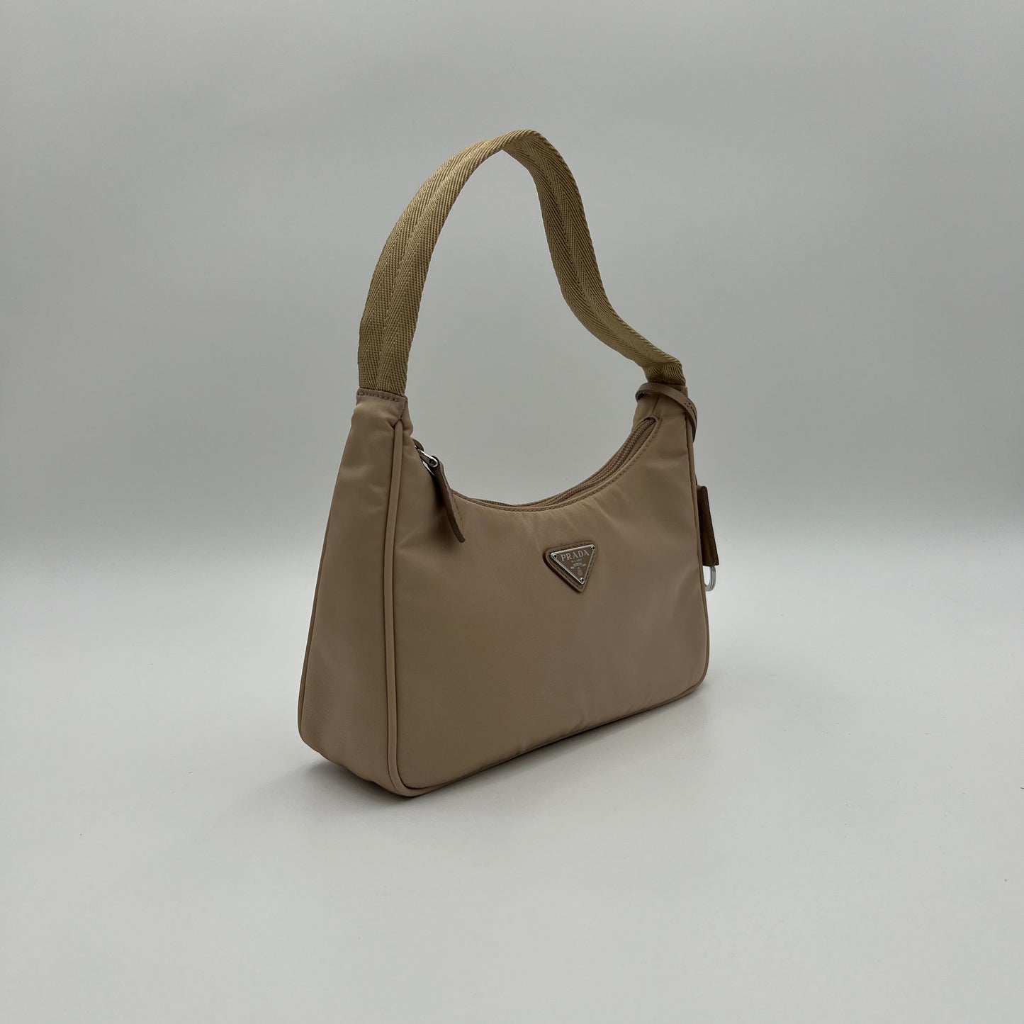 Prada Beige Nylon Re-Edition Mini Hobo Bag