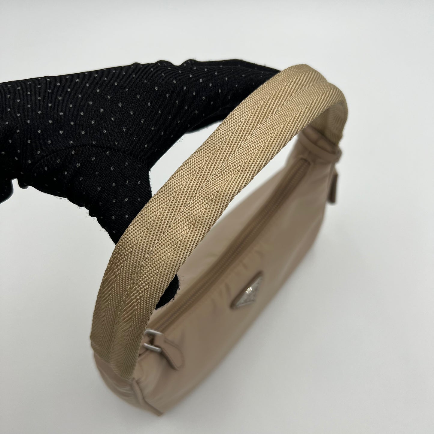 Prada Beige Nylon Re-Edition Mini Hobo Bag