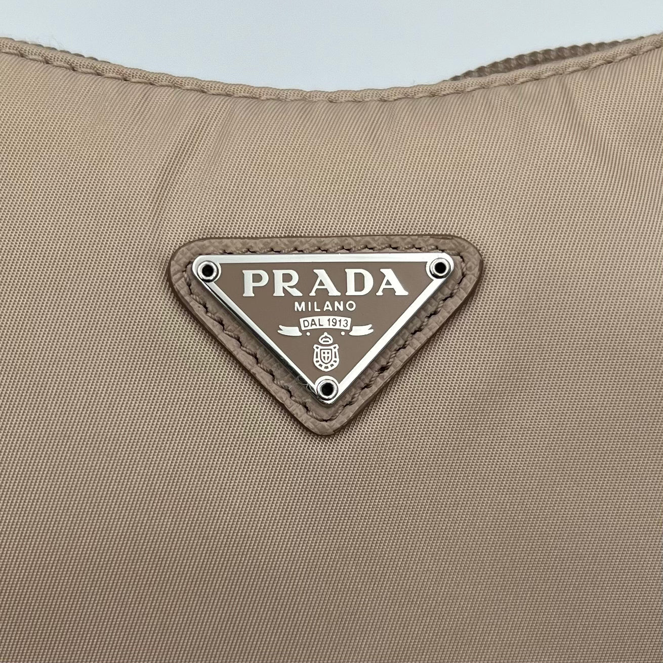 Prada Beige Nylon Re-Edition Mini Hobo Bag