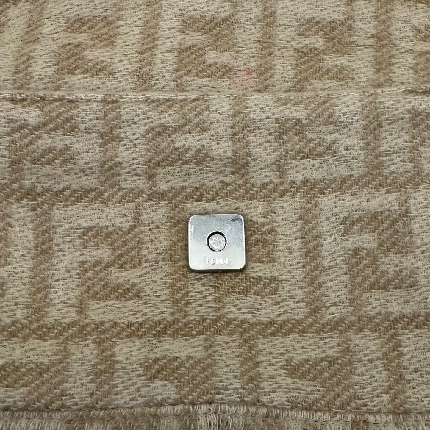 Fendi Beige Zucca Wool and Leather Flap Baguette