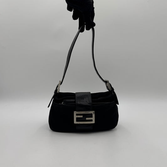 Fendi Black Neoprene and Leather Mini Baguette