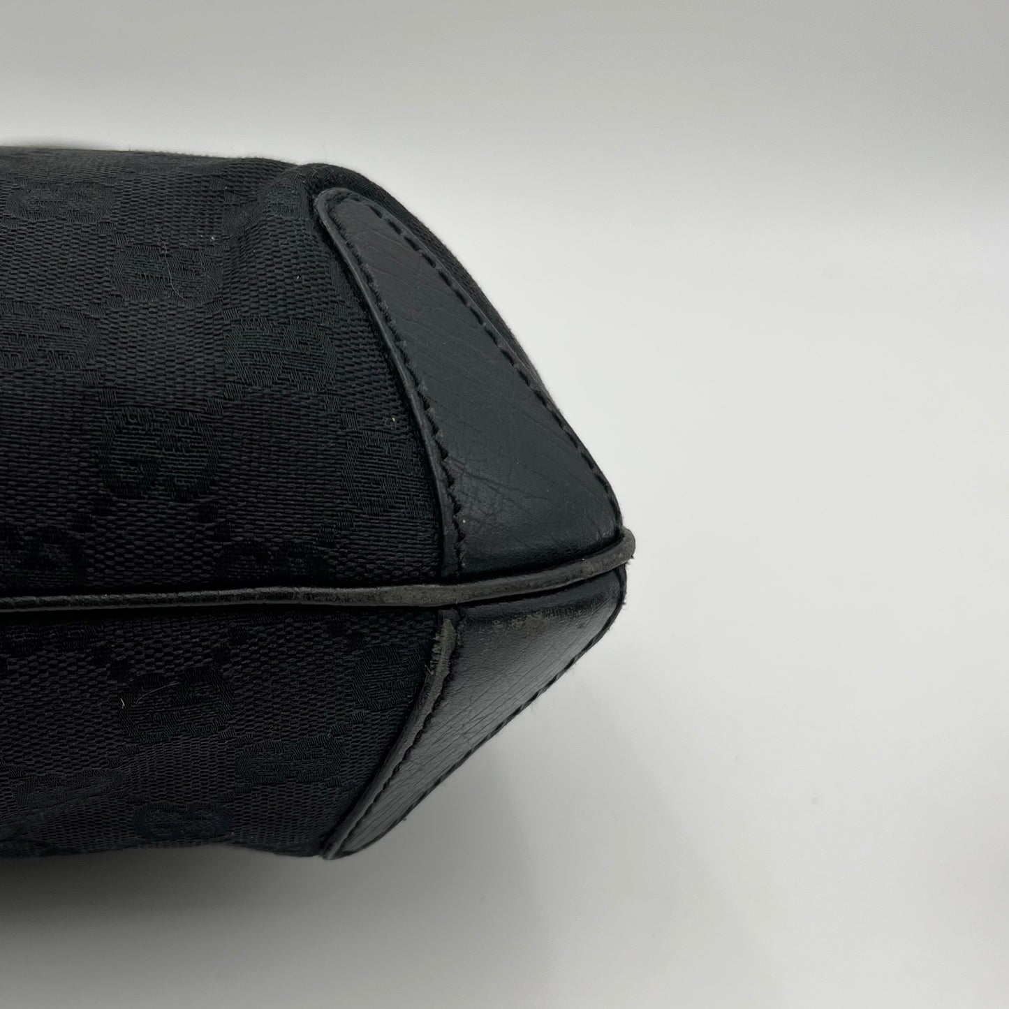 Gucci Black Monogram Canvas and Leather Horsebit Hobo Shoulder Bag