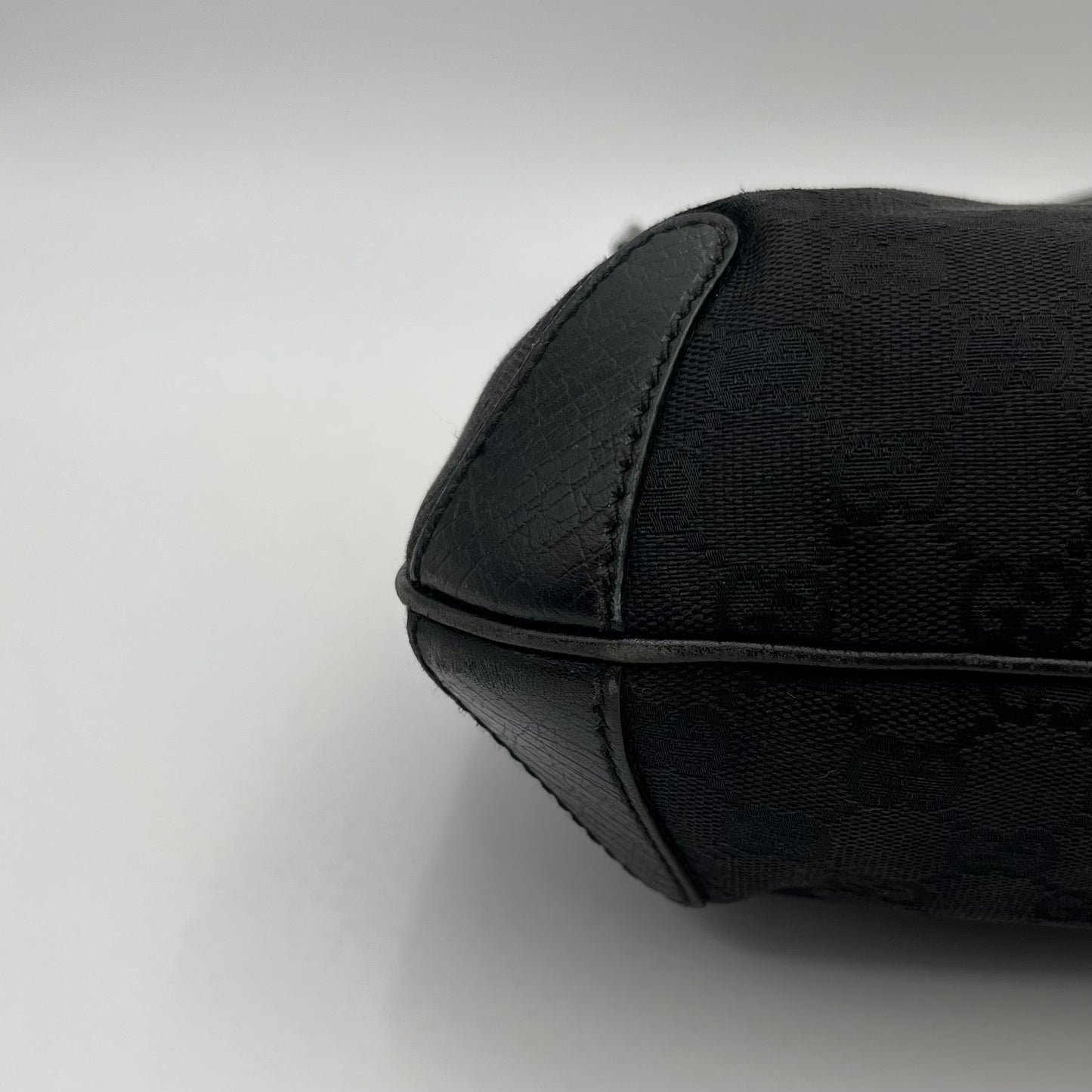 Gucci Black Monogram Canvas and Leather Horsebit Hobo Shoulder Bag