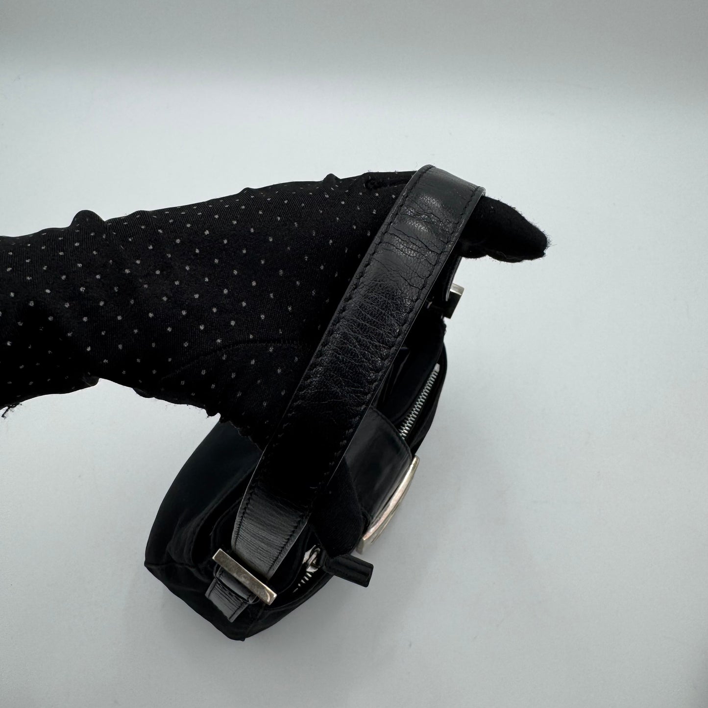 Fendi Black Neoprene and Leather Mini Baguette