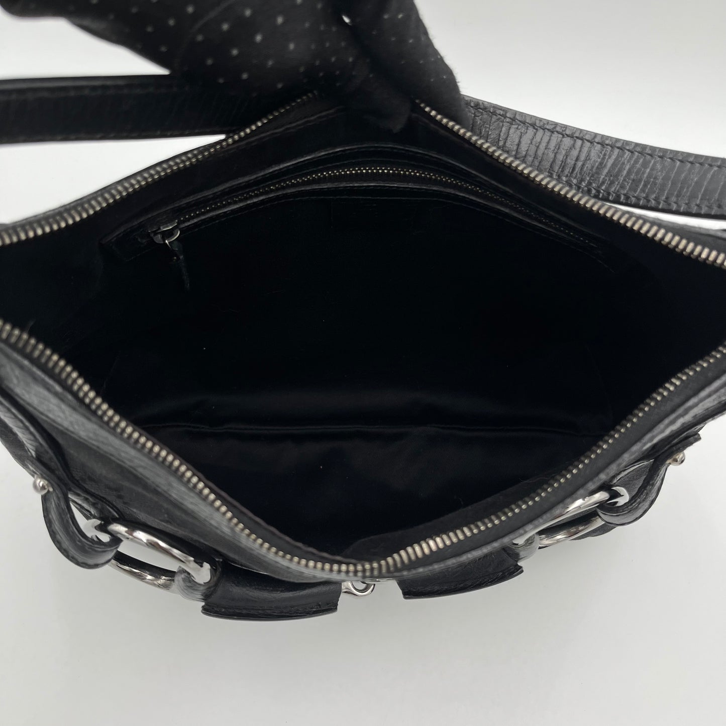 Gucci Black Monogram Canvas and Leather Horsebit Hobo Shoulder Bag