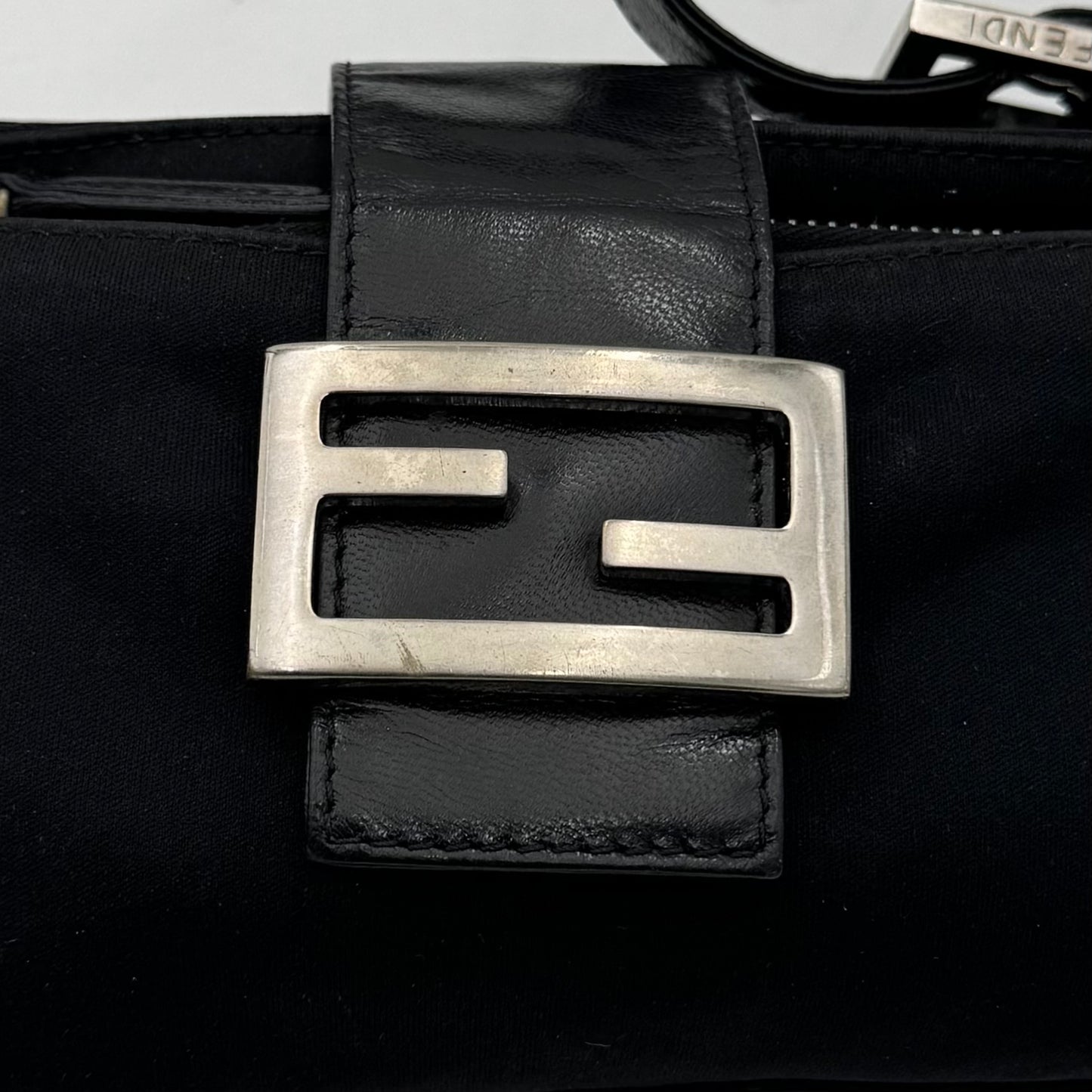 Fendi Black Neoprene and Leather Mini Baguette