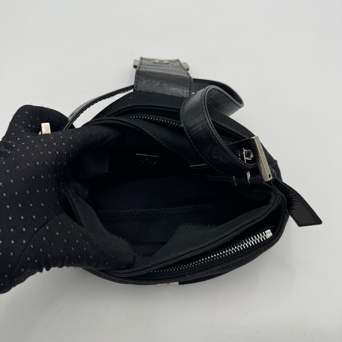 Fendi Black Neoprene and Leather Mini Baguette