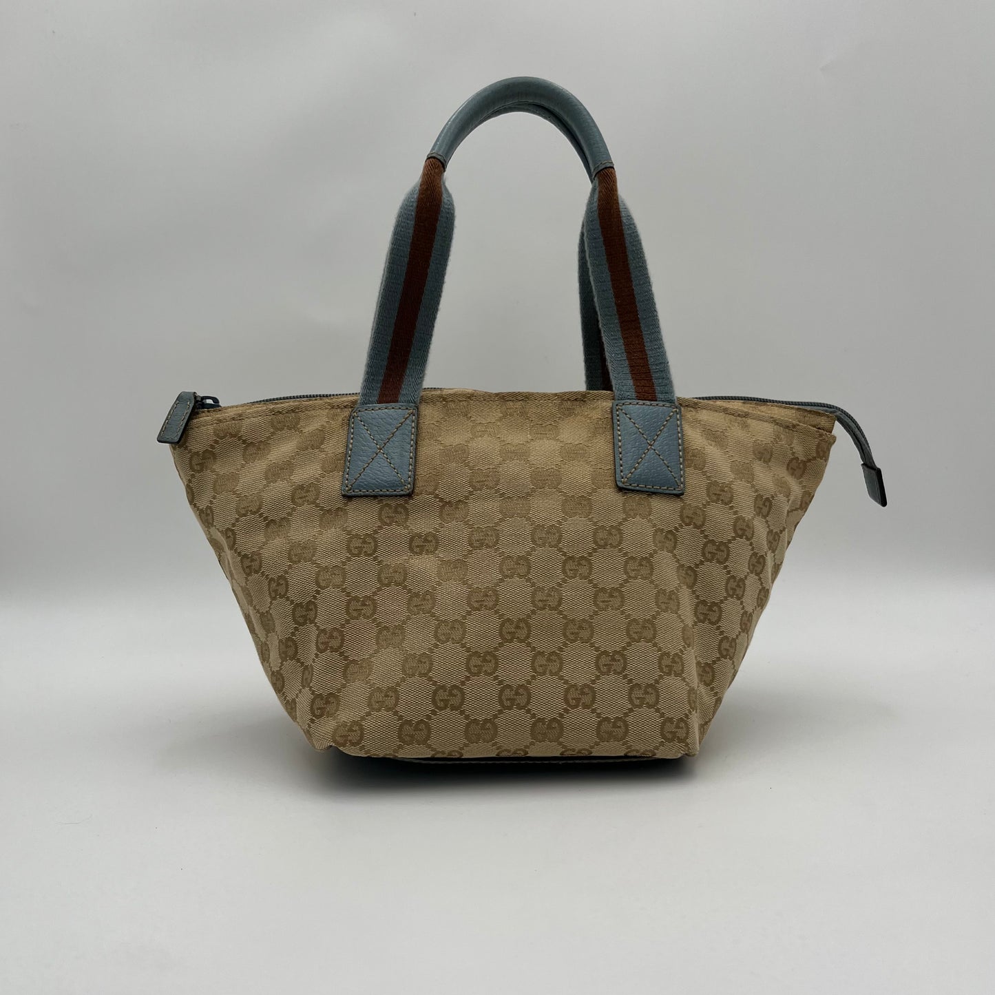 Gucci Beige Monogram Canvas and Leather Web Sherryline Boat Handbag