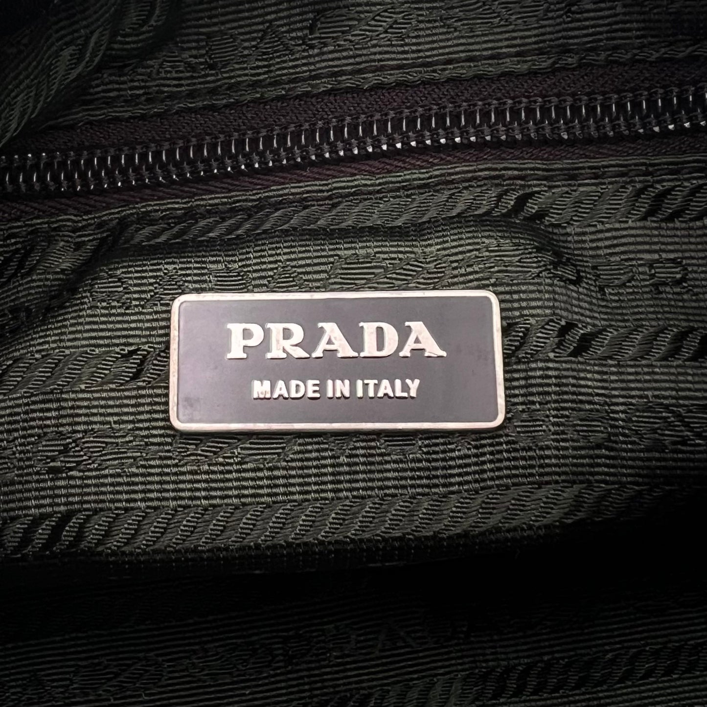 Prada Green Nylon and Leather Floral Applique Shoulder Bag