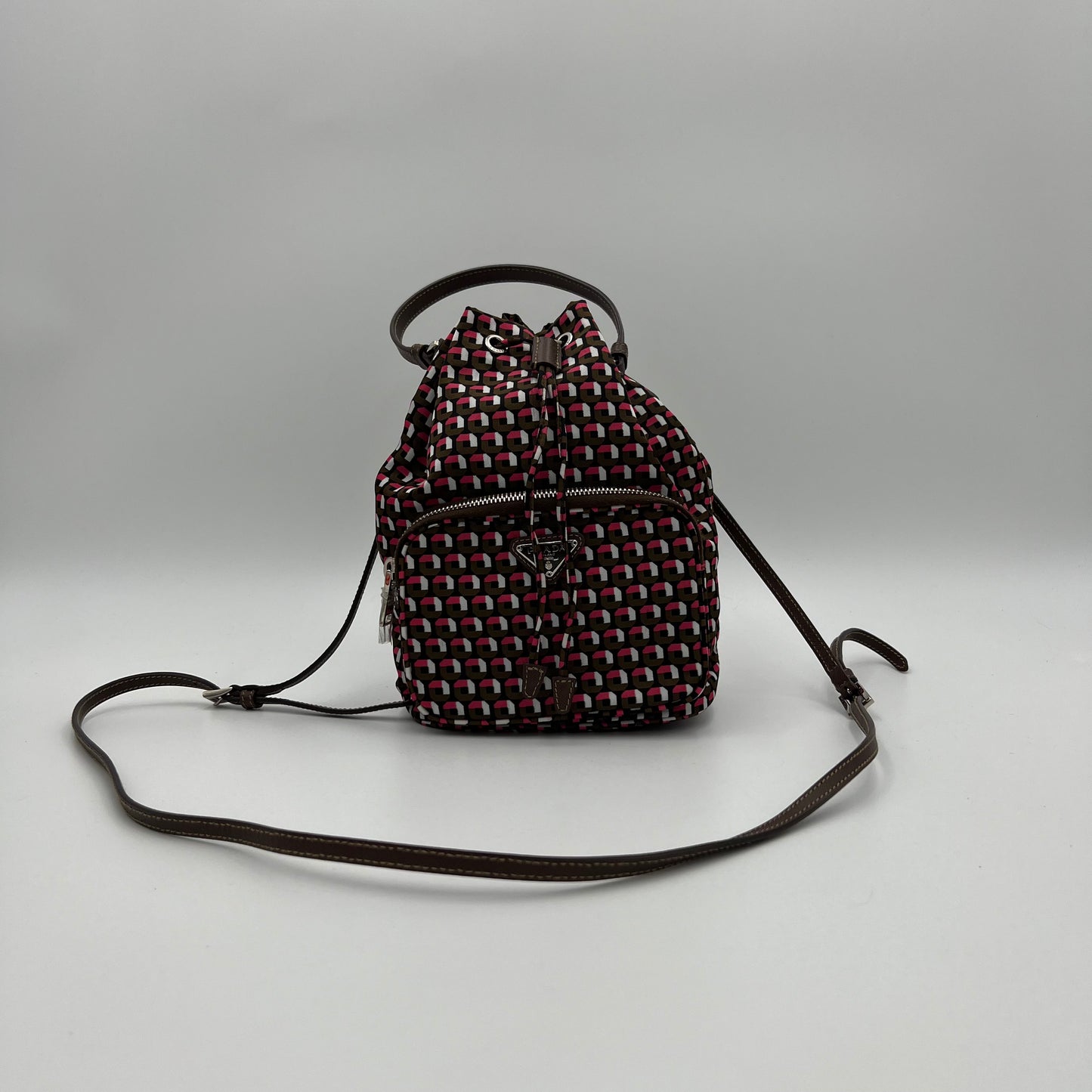 Prada Multicolor Printed Tessuto Small Drawstring Bucket