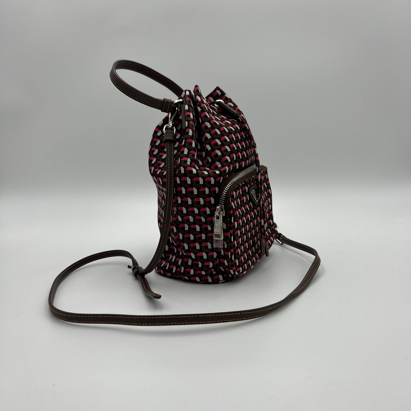 Prada Multicolor Printed Tessuto Small Drawstring Bucket