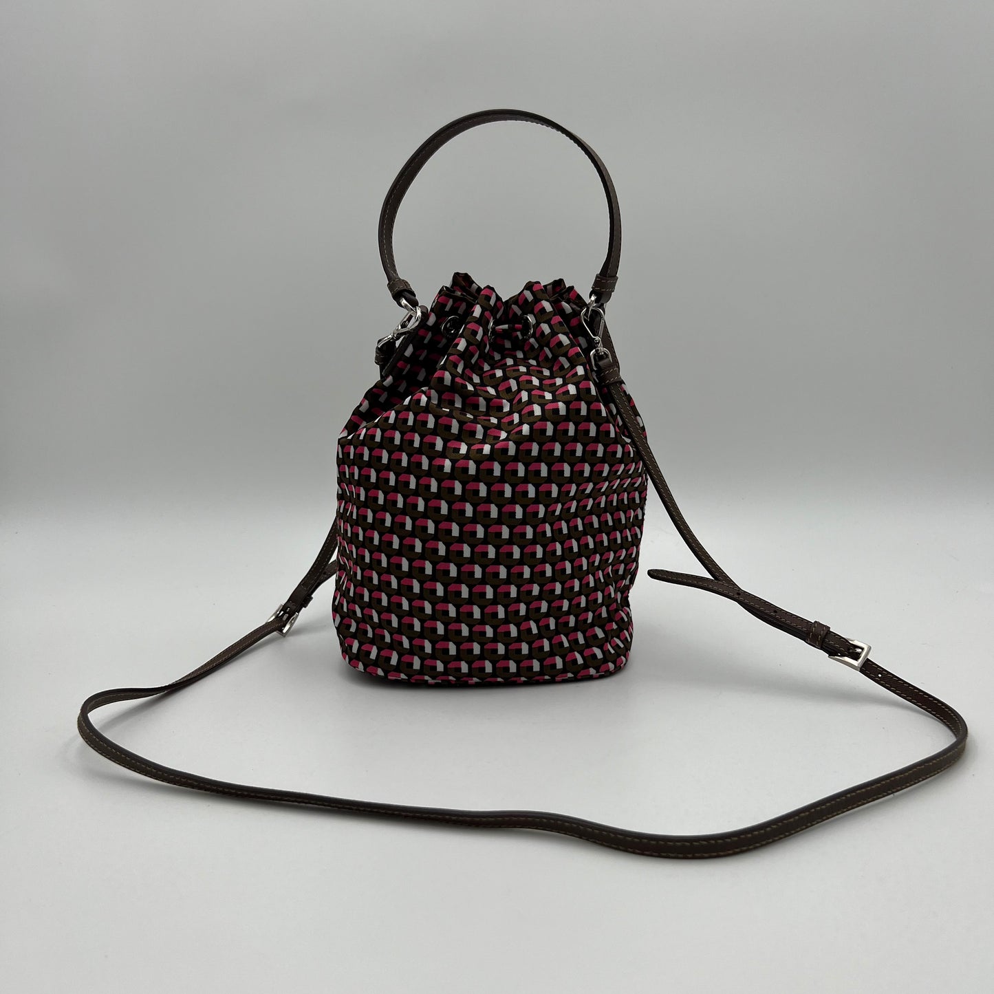 Prada Multicolor Printed Tessuto Small Drawstring Bucket