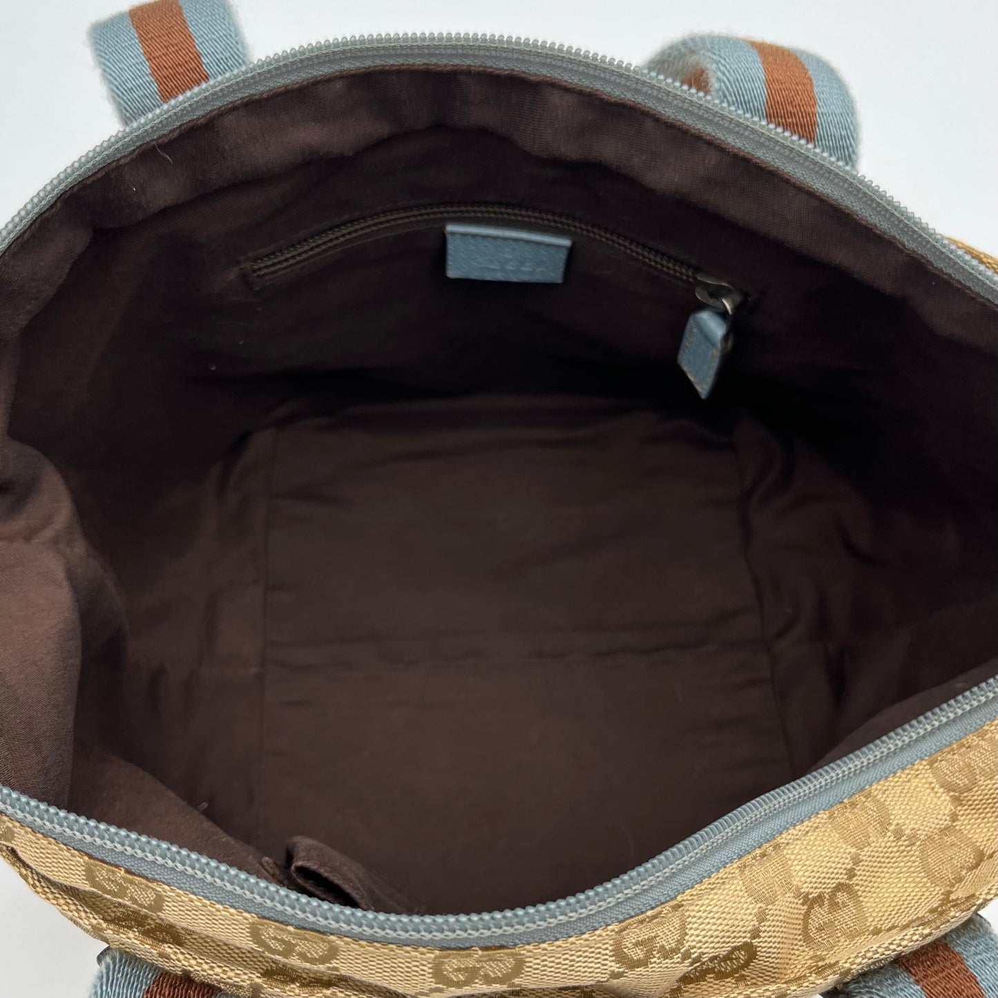 Gucci Beige Monogram Canvas and Leather Web Sherryline Boat Handbag