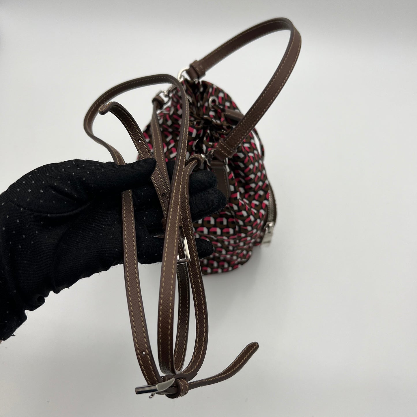 Prada Multicolor Printed Tessuto Small Drawstring Bucket