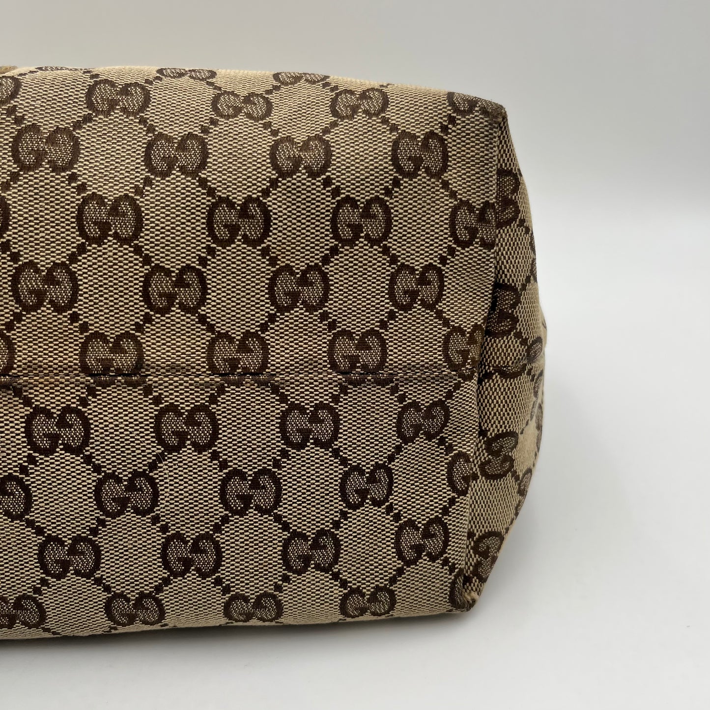 Gucci Beige GG Canvas and Yellow Patent Leather Guccioli Oliver Tote