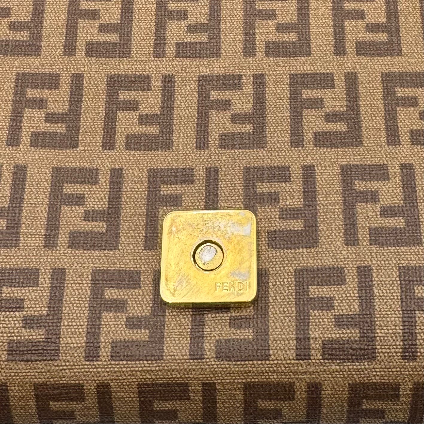 Fendi Brown Zucchino Coated Canvas Mini Mamma Baguette GHW