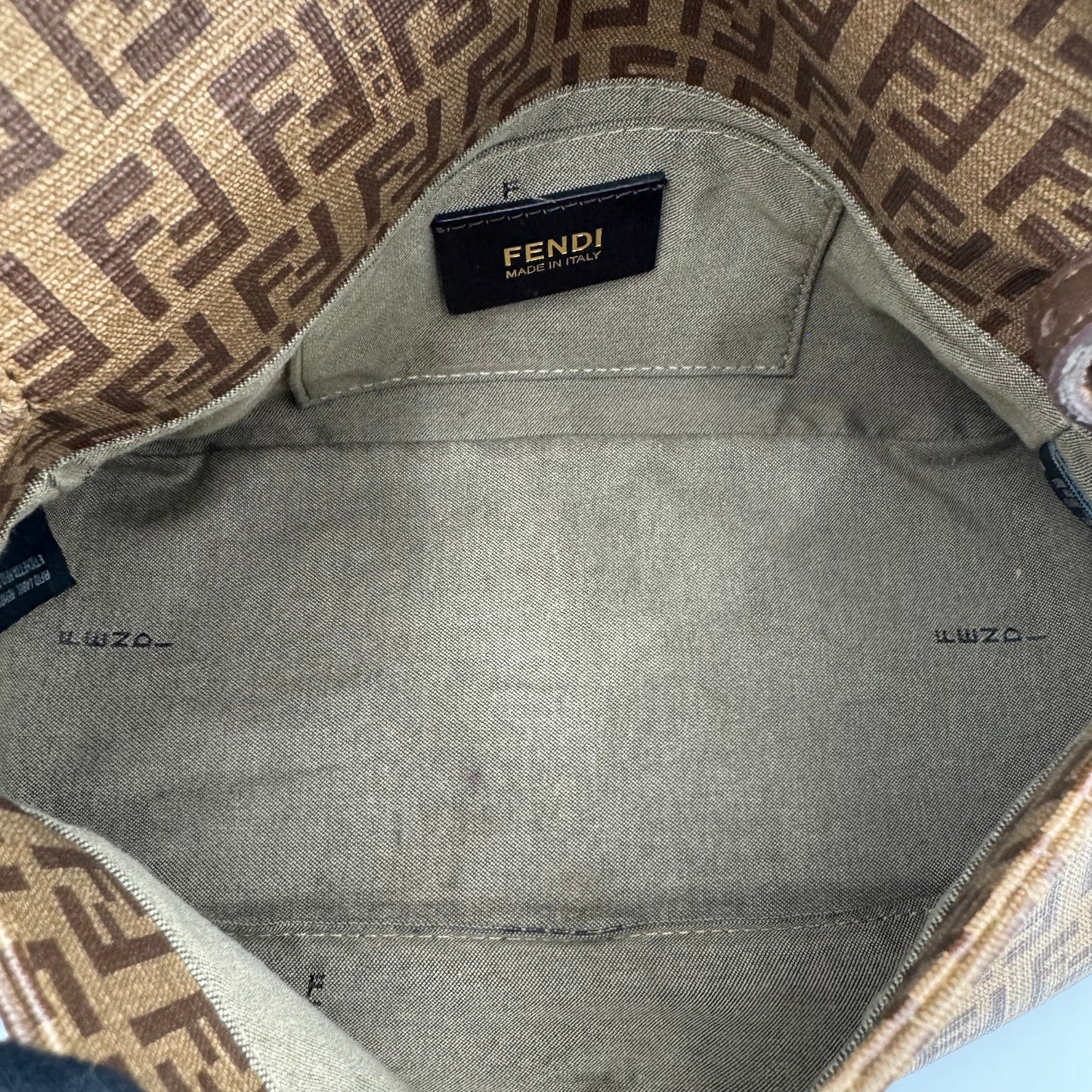Fendi Brown Zucchino Coated Canvas Mini Mamma Baguette GHW