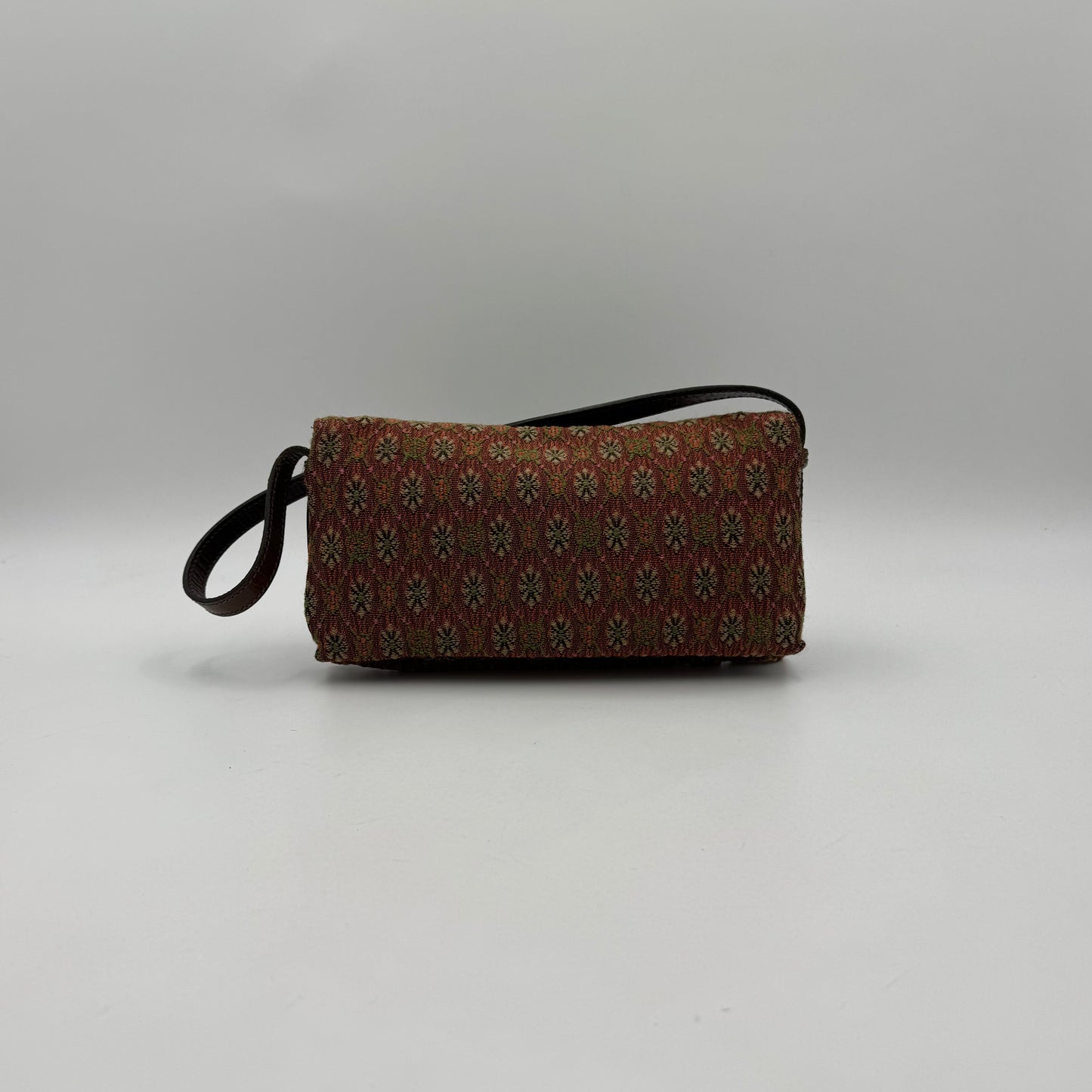 Fendi Multicolor Floral Pattern Tweed Triple FF Baguette