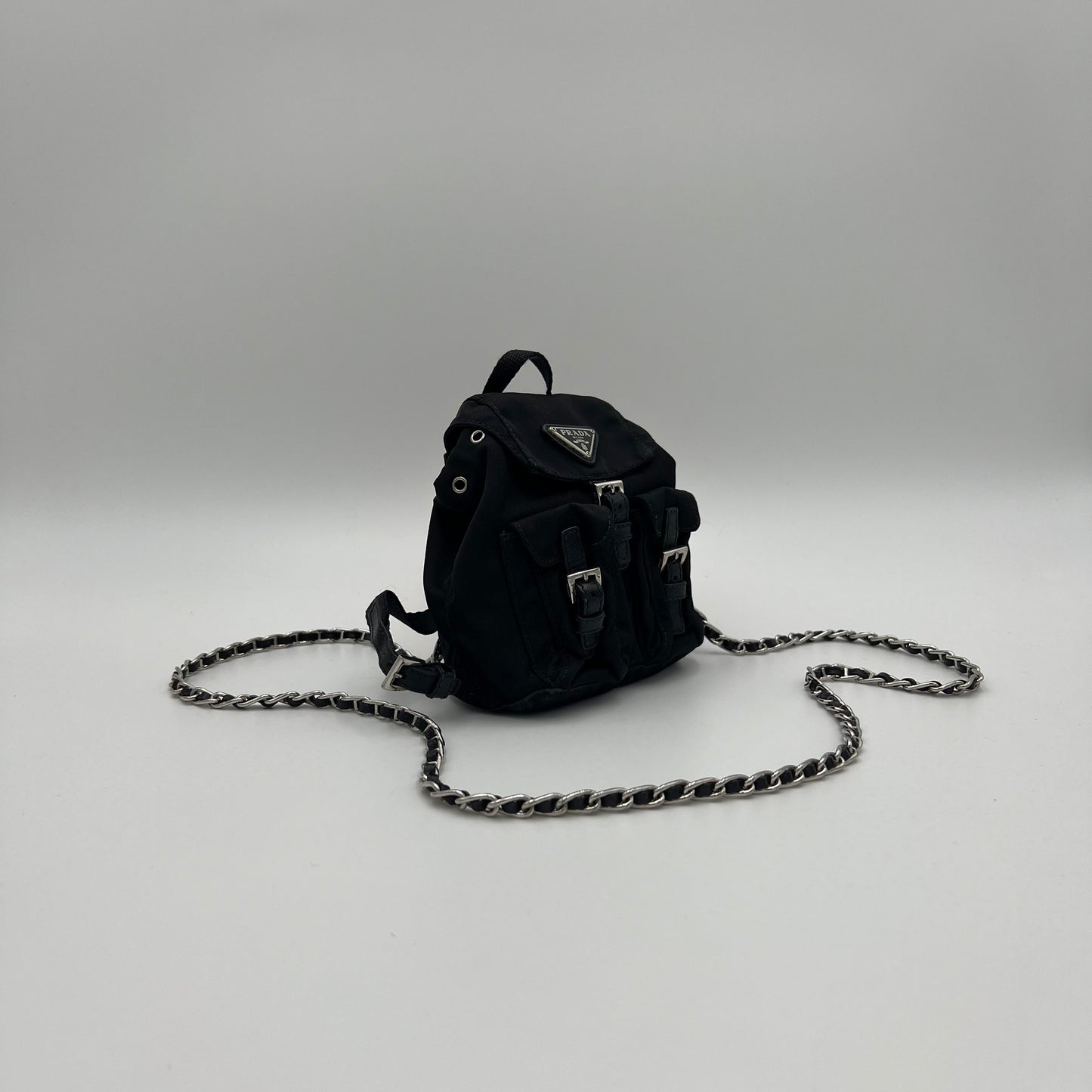Prada Black Nylon Mini Backpack Crossbody