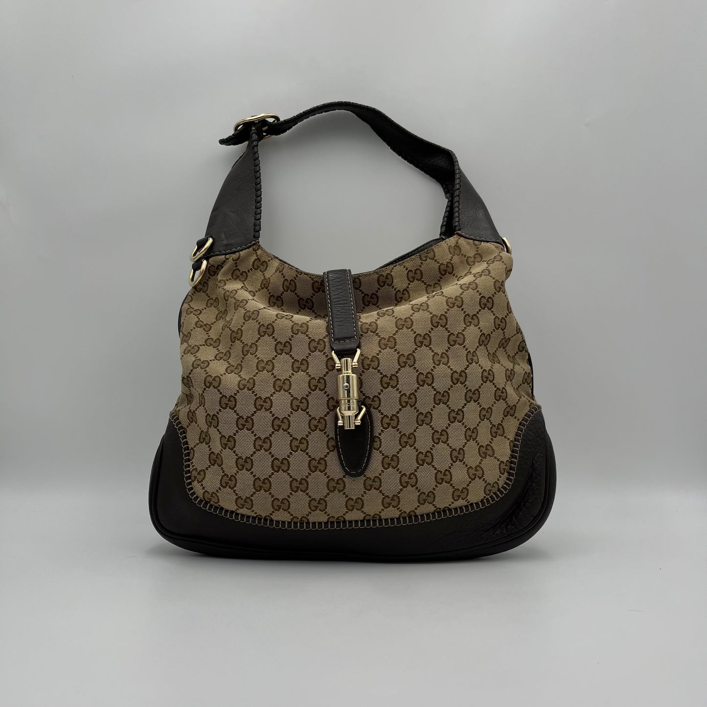 Gucci Brown Monogram Canvas and Leather 1961 Jackie Bag